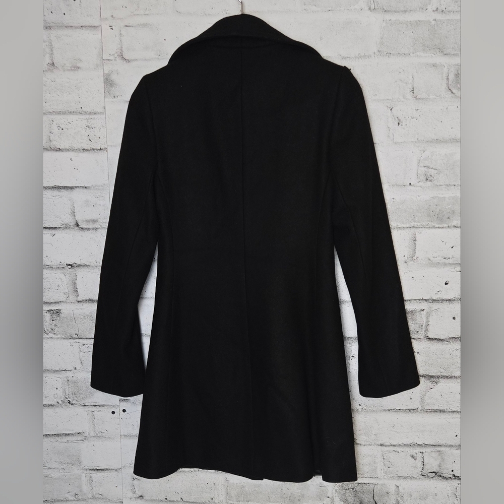 Le Château Woolmark Black Wool Blend Coat – XXS Fitted Long Jacket - Picture 2 of 12